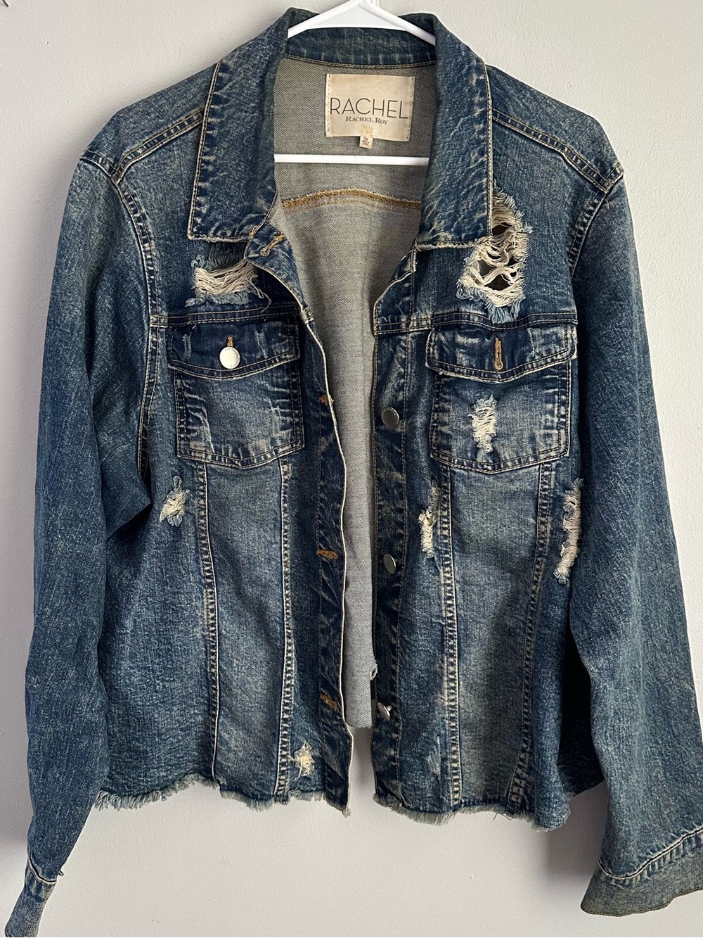 3X Rachel Roy distressed denim jean jacket 3xl womens